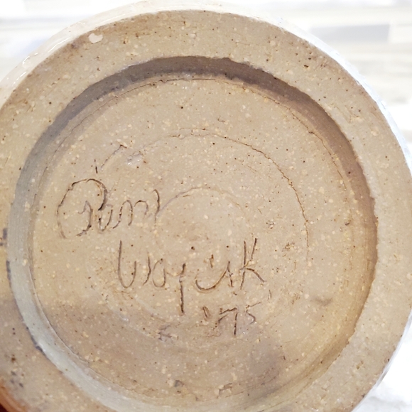 Hand Crafted signed  Bowl and Oil Pot - Picture 11 of 11